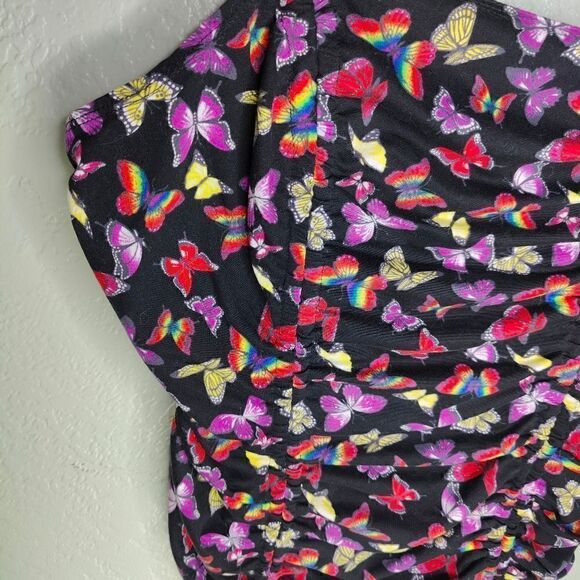 No Boundaries Y2K Ruched Butterfly Crop Top - Picture 5 of 7